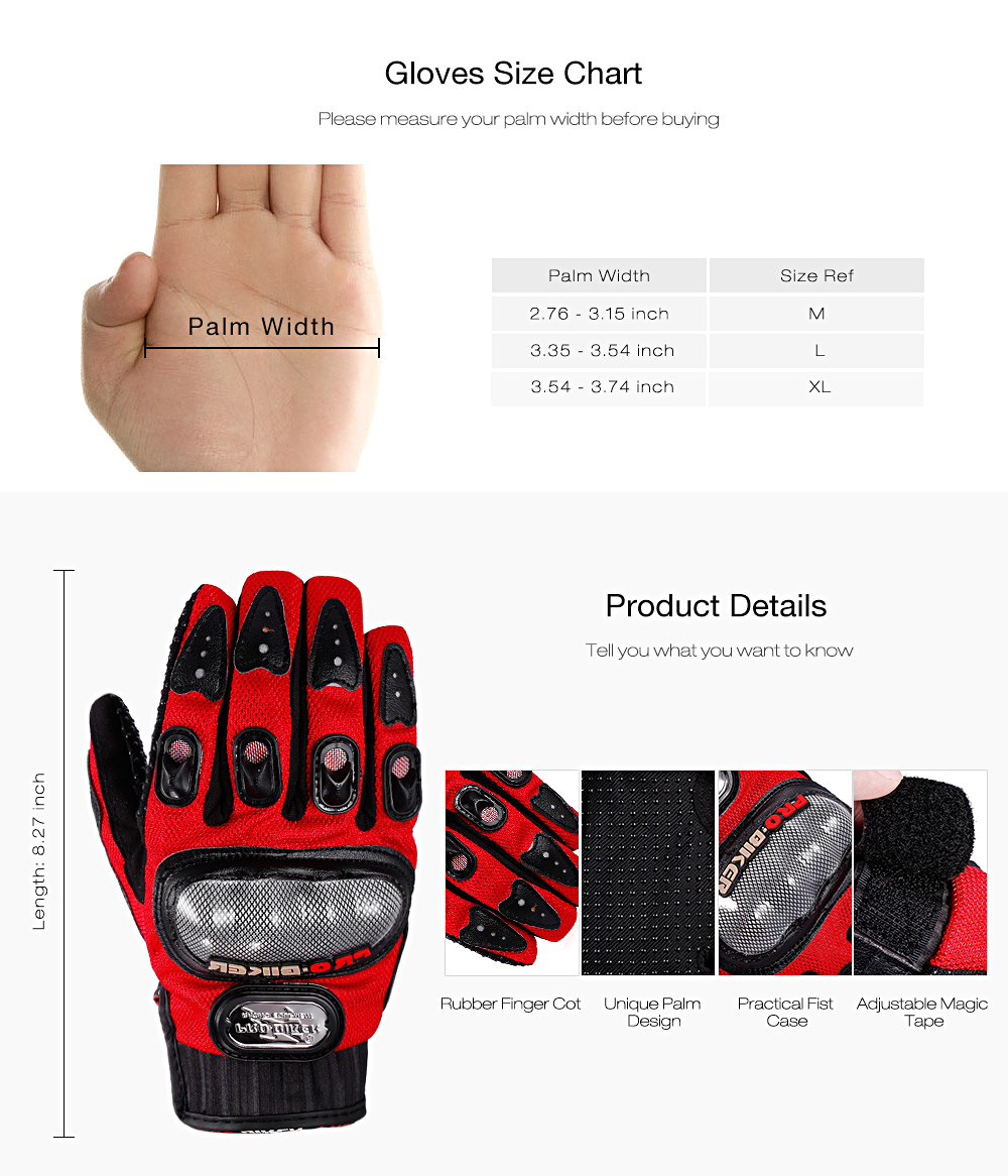 PROBIKER MCS - 01A Motorcycle Motorbike Powersports Anti-slip Racing Gloves
