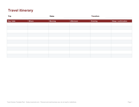 Preview of the first page of Day-by-day itinerary (PDF/DOCX)
